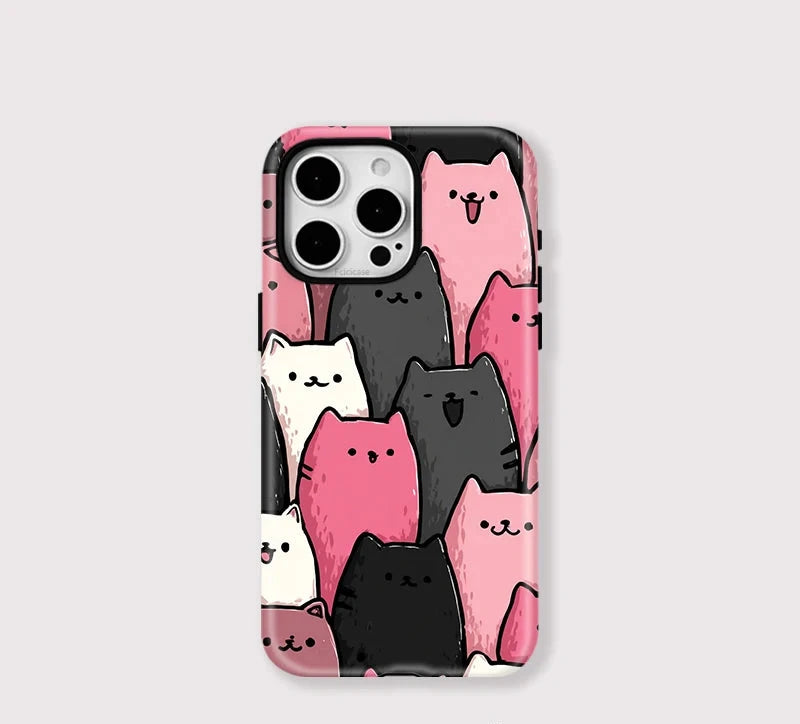 Lovely Cats For Magsafe Case For iPhone 16 15 ProMax 16 15 Pro 12 13 14 Hard Acrylic PC+TPU 2 IN1 Magnetic Cover