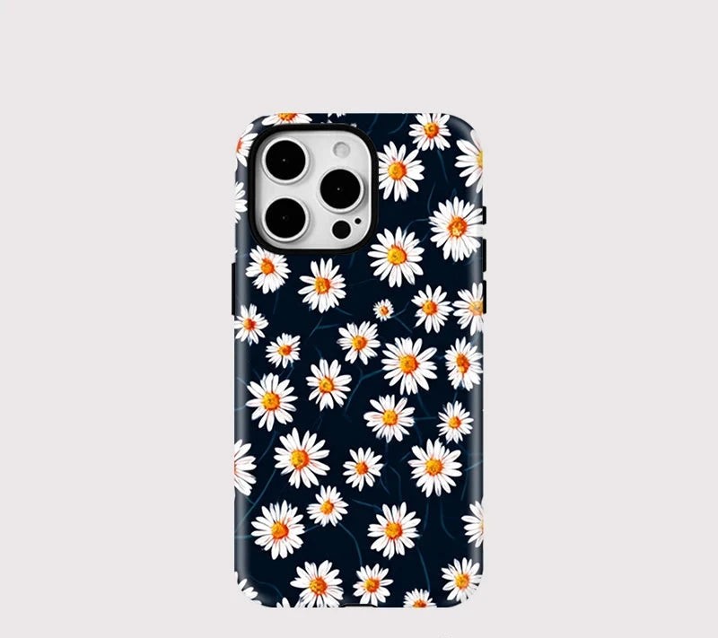 Wireless Charge For Magsafe Phone Case For iPhone 15 14 13 12 11Pro Max 15 16 Plus Daisy Flower Pattern Magnetic Cover