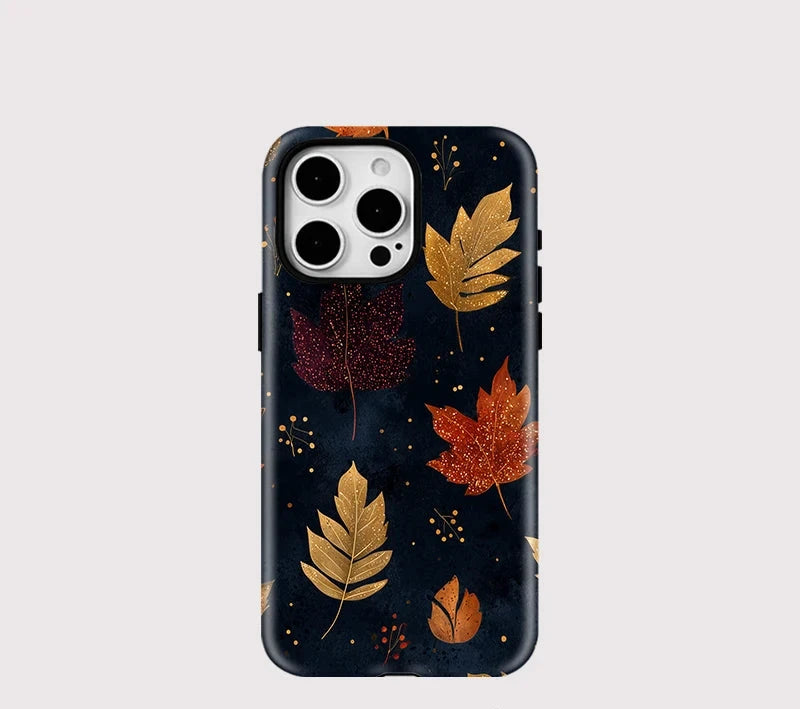 Acrylic 2 in 1 For Magsafe Magnetic Phone Case For iPhone 16 15 14 13 12 11 16 Pro Max Leaves Pattern Cover Fundas