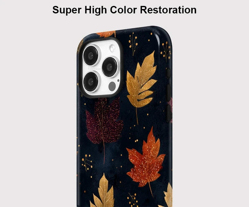 Acrylic 2 in 1 For Magsafe Magnetic Phone Case For iPhone 16 15 14 13 12 11 16 Pro Max Leaves Pattern Cover Fundas