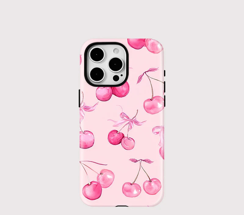 Floral Phone Case For iPhone 16 Pro Max 15 14 Plus 13 12 11 Cherry For Magsafe Wireless Charge Magnetic Double-layer Cover