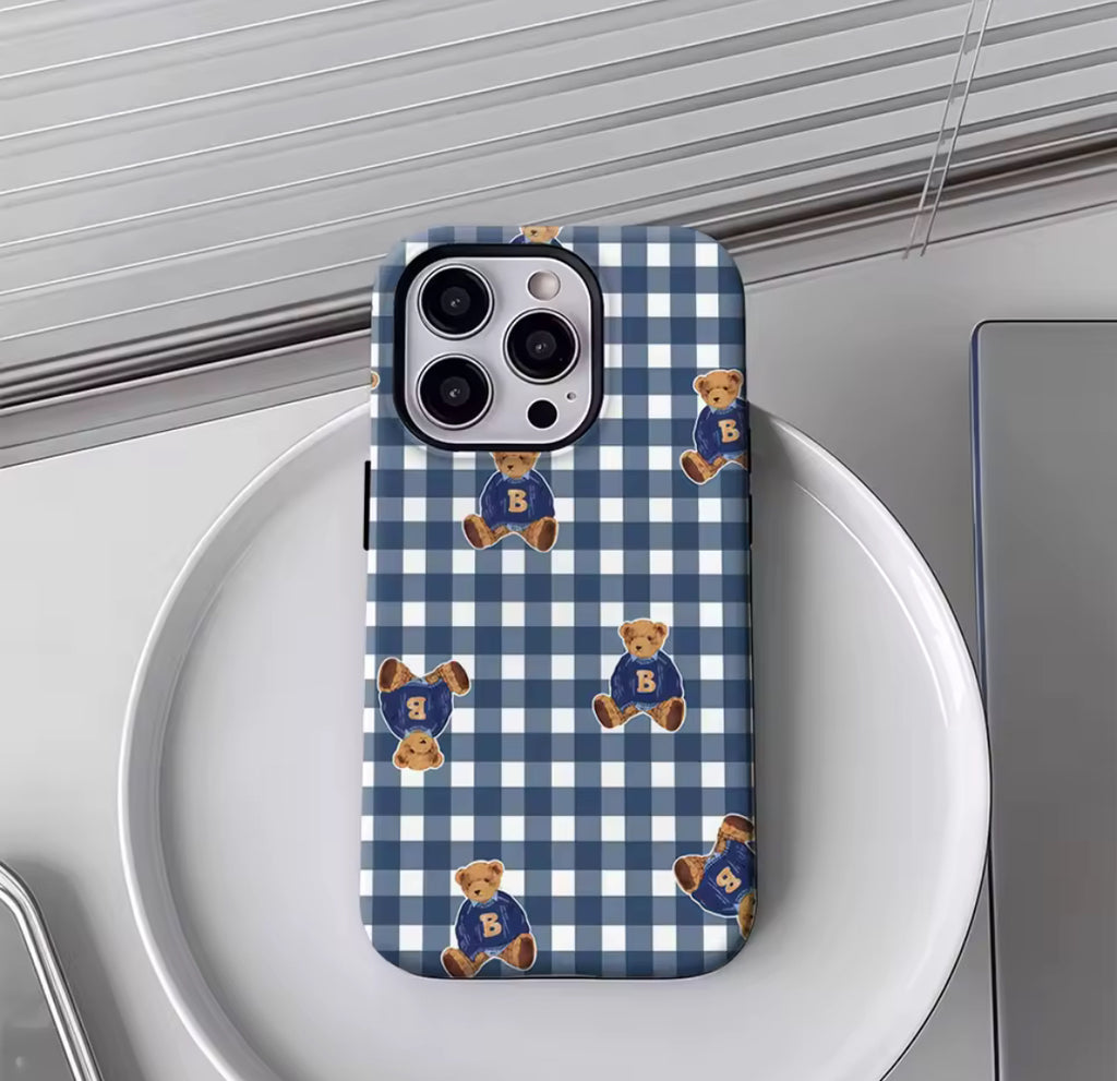 Plaid Teddy Charm IPhone17 Must-Haves