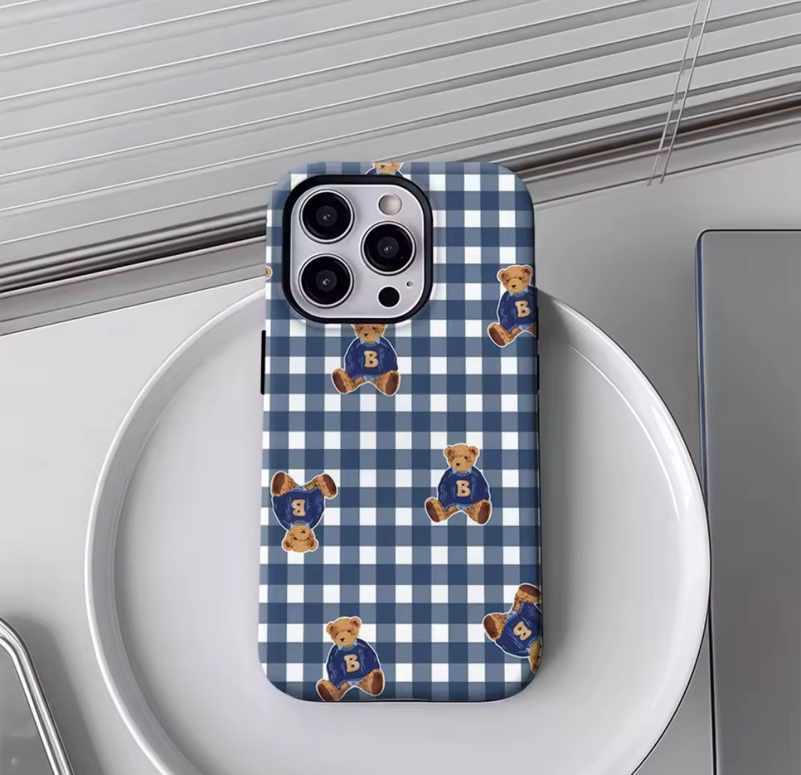 Plaid Teddy Charm IPhone17 Must-Haves