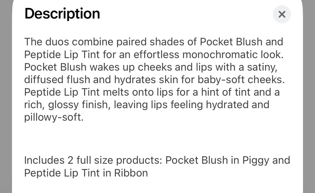 Rouge à Lèvres Teinté Rhode Ribbon & Duo Blush Piggy Pocket Coffret Brillant à Lèvres Rhode