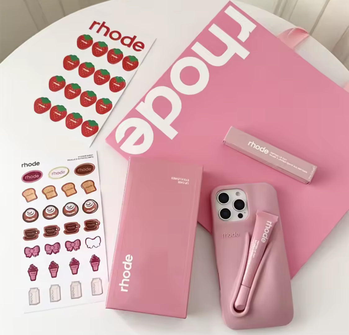 Rhode Ribbon iPhone 17 Pro Max 17 Pro 16 15 Case + Lipgloss & Gift Bag