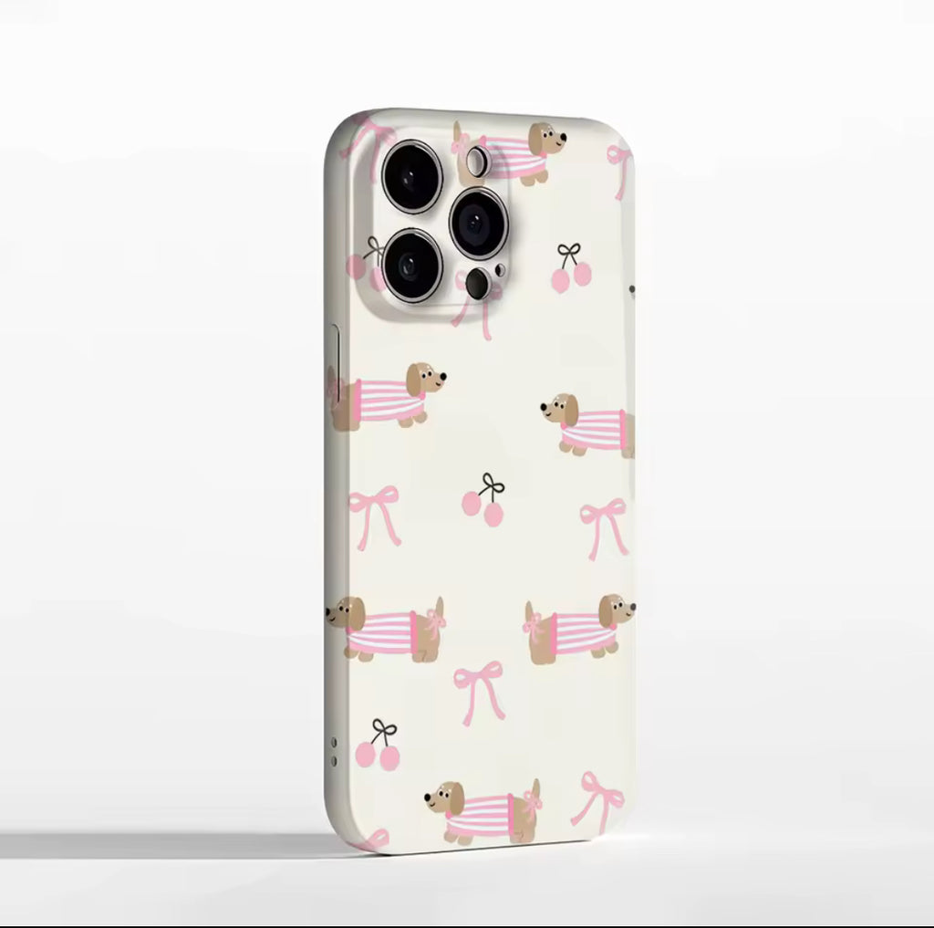 Dachshund Cherry Bow Print IPhone17