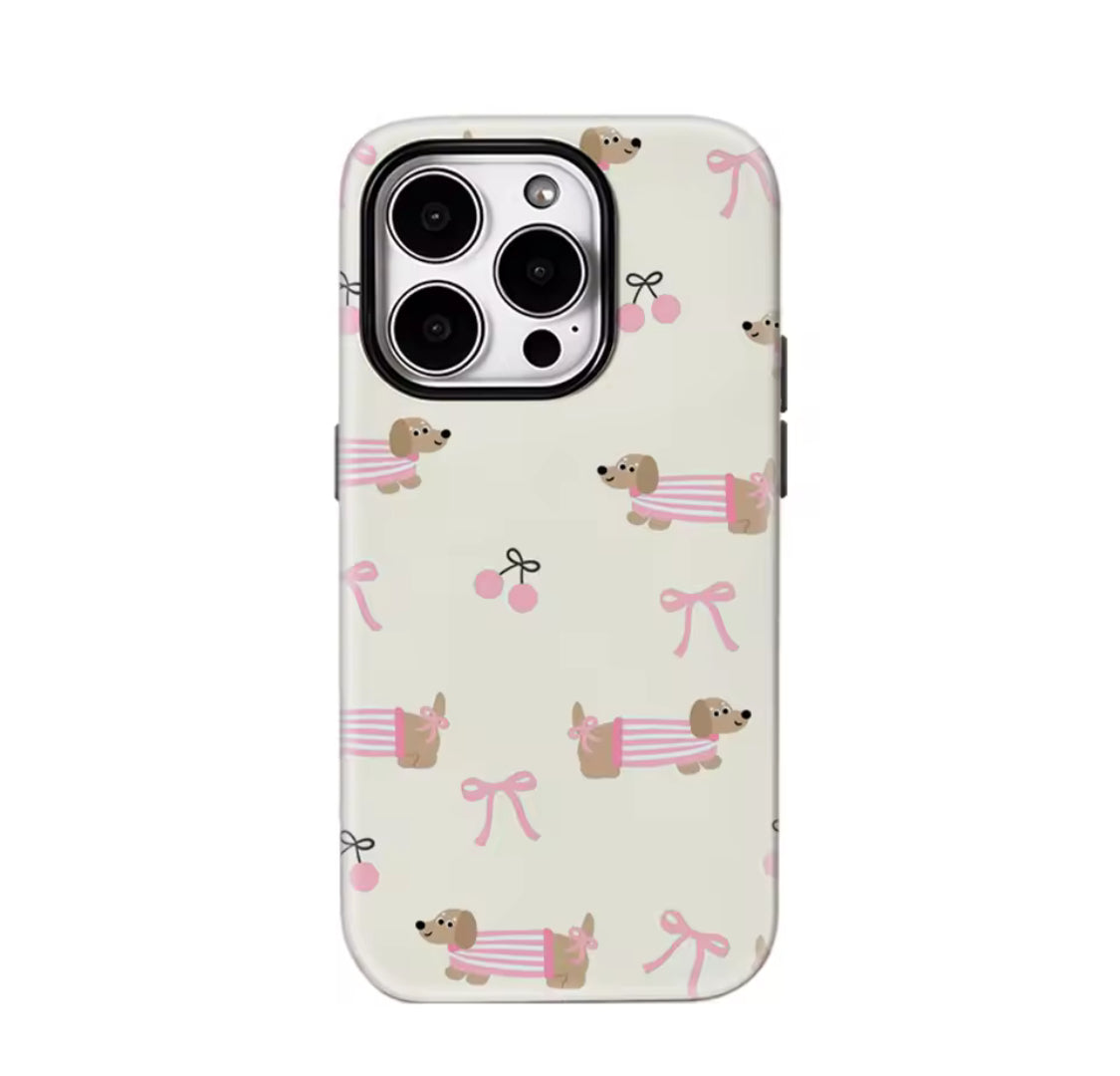 Dachshund Cherry Bow Print IPhone17 Secondary image