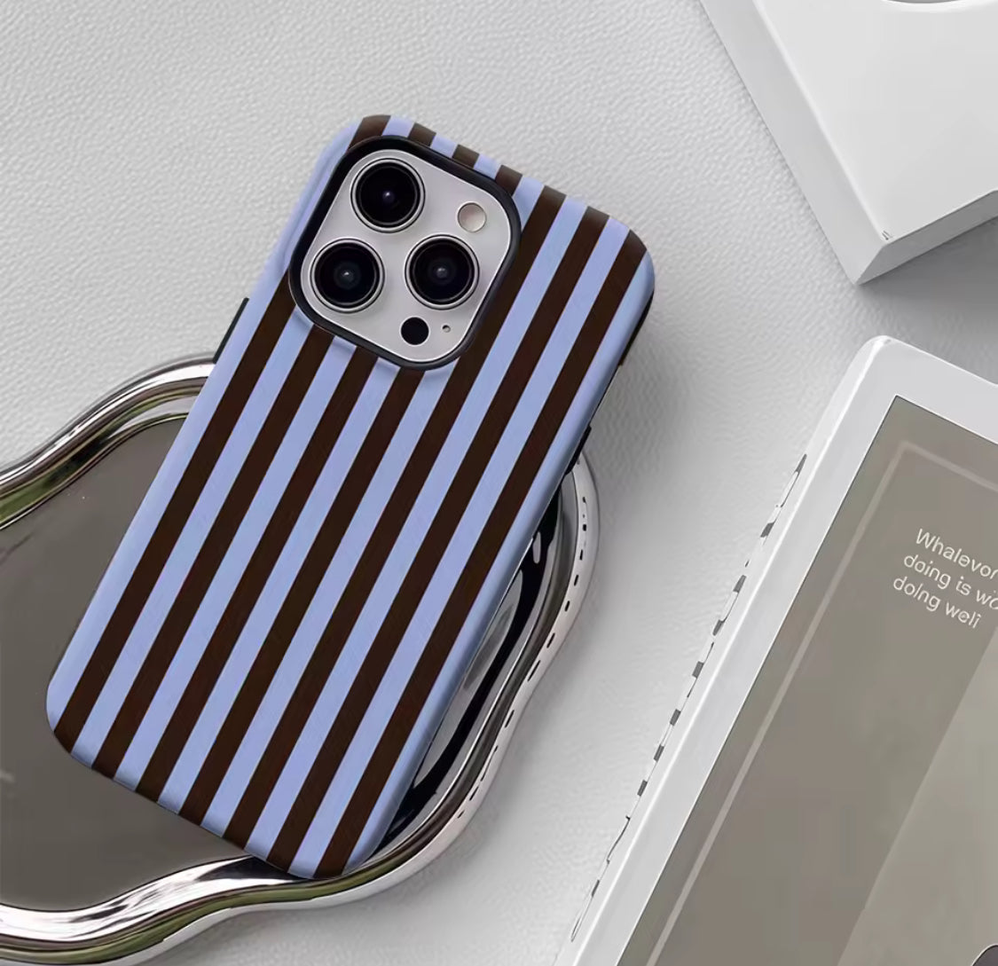 Contrasting Brown Blue Stripes IPhone17 Must-Haves