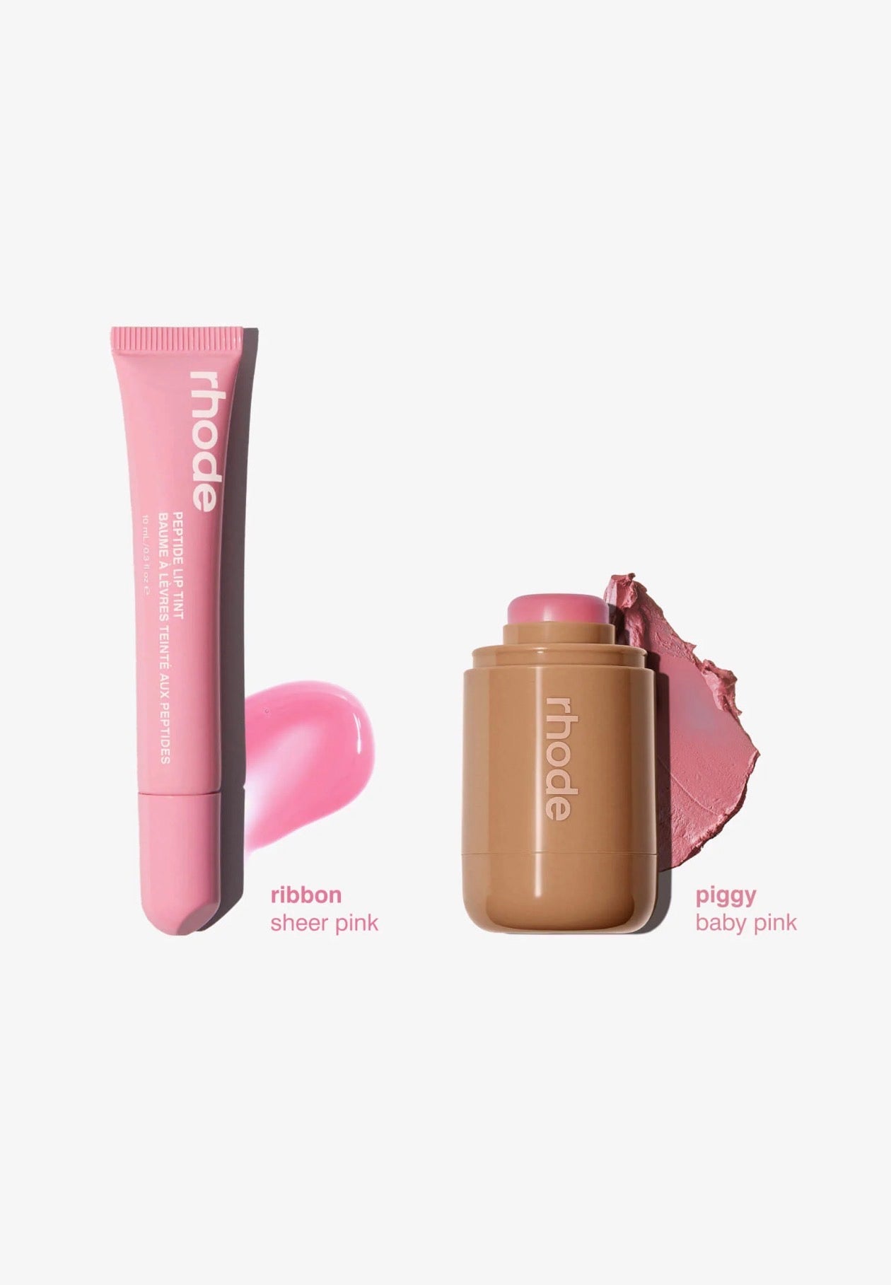 Rouge à Lèvres Teinté Rhode Ribbon & Duo Blush Piggy Pocket Coffret Brillant à Lèvres Rhode