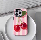Cherries on Pink Stripes IPhone17 Must-Haves