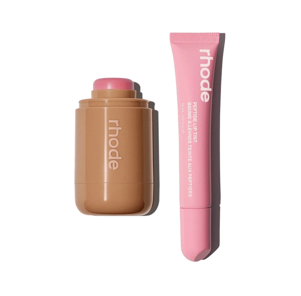 Rouge à Lèvres Teinté Rhode Ribbon & Duo Blush Piggy Pocket Coffret Brillant à Lèvres Rhode