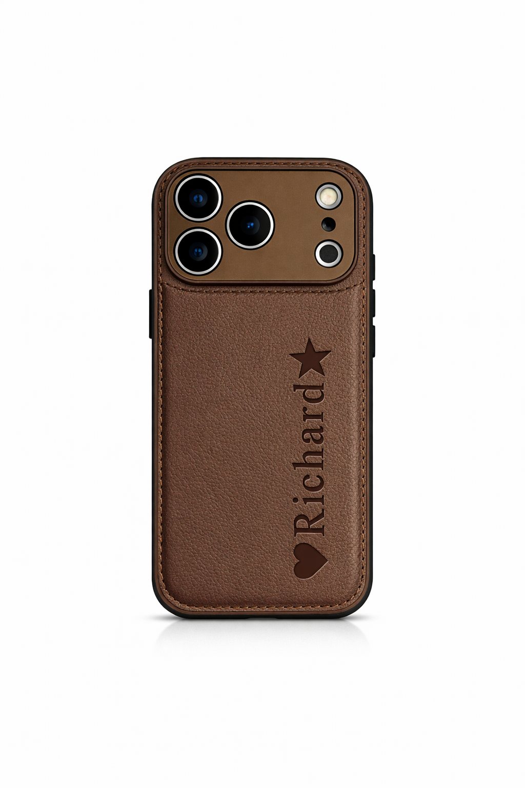 Custom Vertical Name Leather Phone Case – Personalized Engraved Initial & Text Case