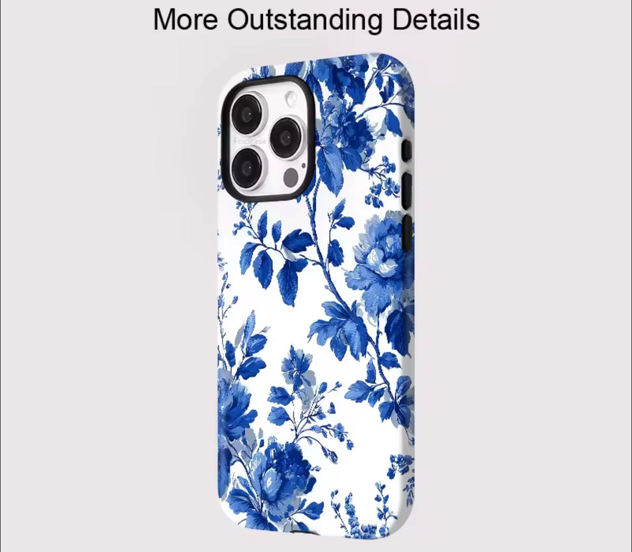 Coque de téléphone florale en porcelaine bleue