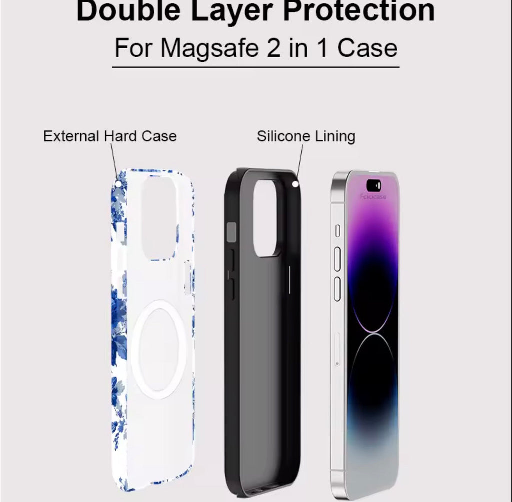 Coque de téléphone florale en porcelaine bleue