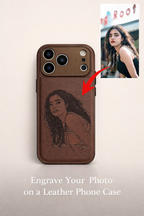 Custom Photo Engraved Leather Phone Case – Personalized Image Case