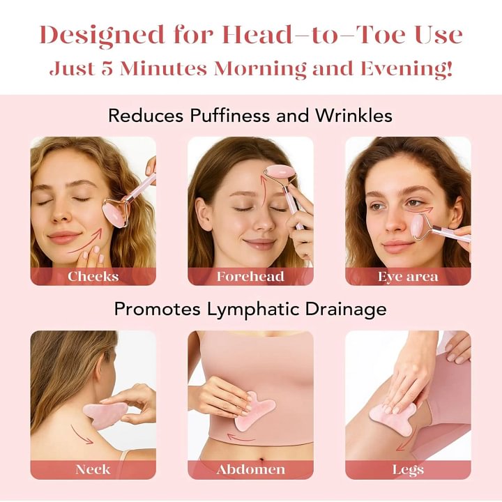 Face Roller & Gua Sha Set for Face & Neck Massage