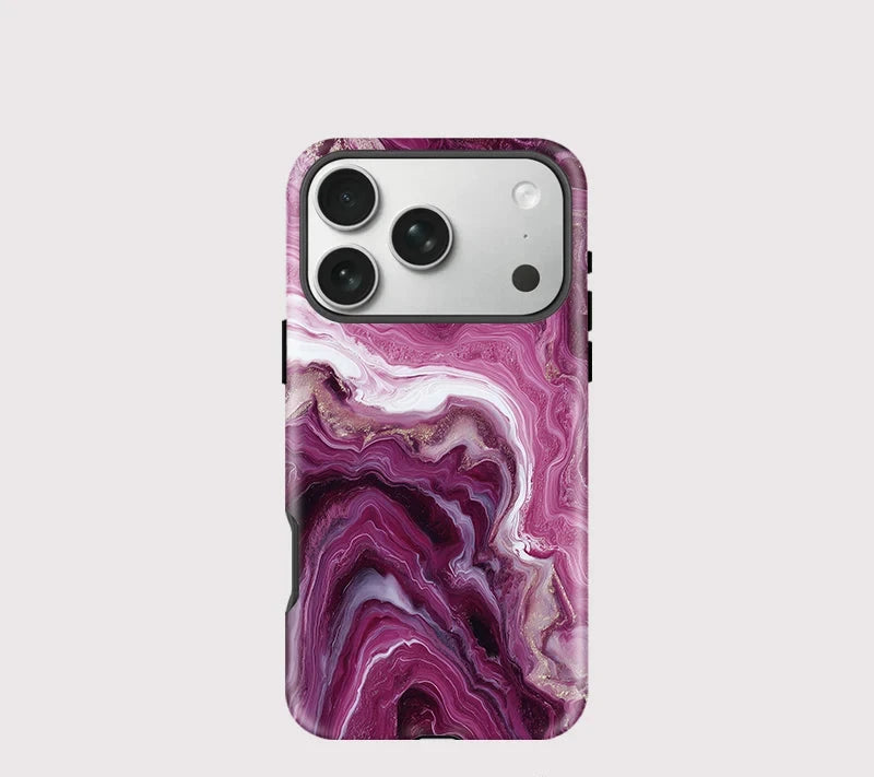Pink Marmor iPhone Hülle – Luxuriöse stoßfeste MagSafe Schutzhülle