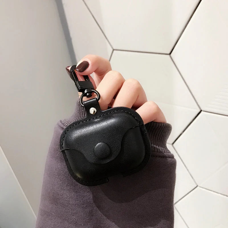 Custom Initials Leather AirPods Case with Clip – Personalized Name Case