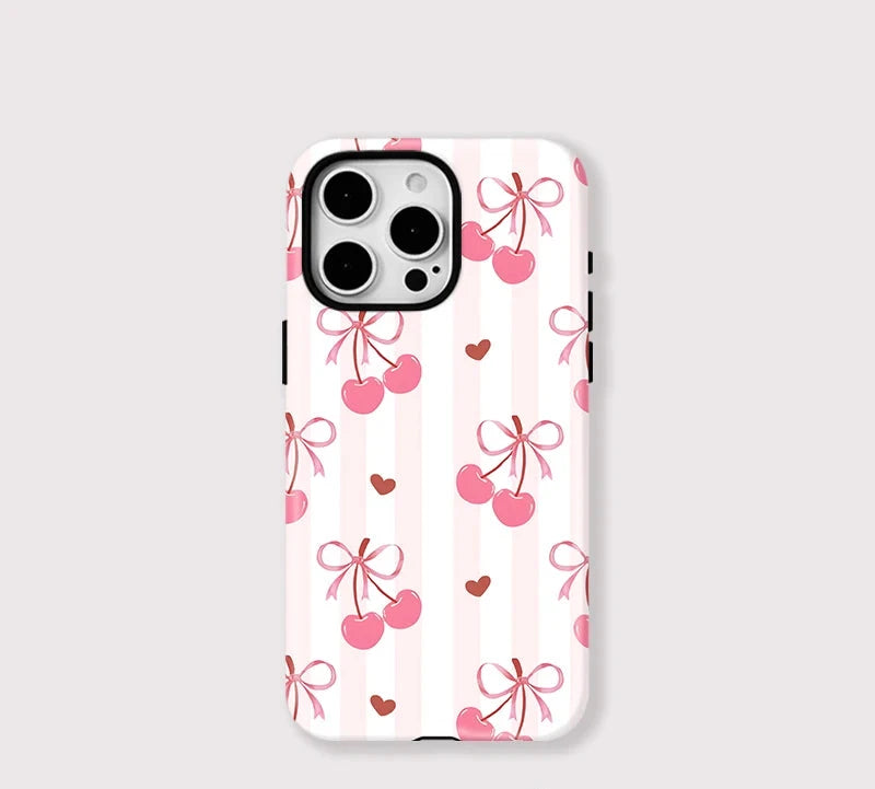Cherry Bow iPhone Hülle – Coquette Stoßfeste MagSafe Hülle