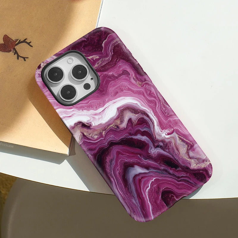 Pink Marmor iPhone Hülle – Luxuriöse stoßfeste MagSafe Schutzhülle