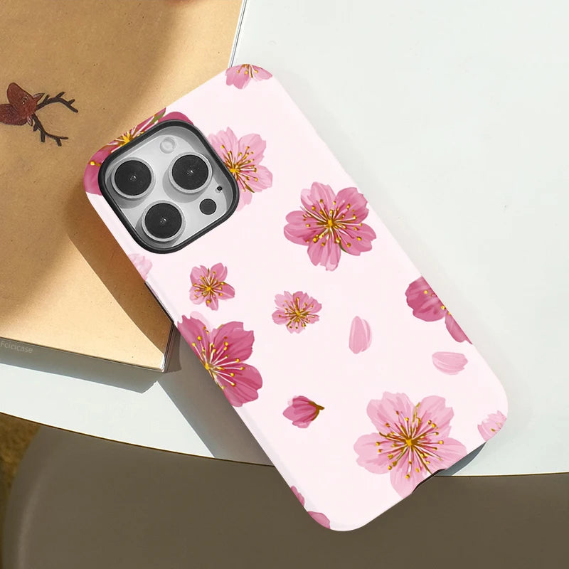 Kirschblüten iPhone Hülle  Rosa Blumen Stoßfeste Abdeckung