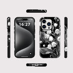 Schwarze iPhone-Hülle mit Blumenmuster – Elegante stoßfeste Abdeckung