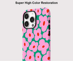 Pink florale iPhone Hülle – Stoßfeste Dual-Layer MagSafe Abdeckung