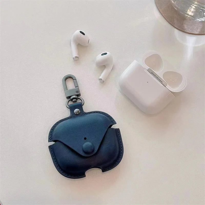 Custom Initials Leather AirPods Case with Clip – Personalized Name Case