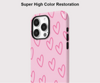 Pink Heart iPhone Hülle – Stoßfeste Dual-Layer MagSafe kompatible Abdeckung