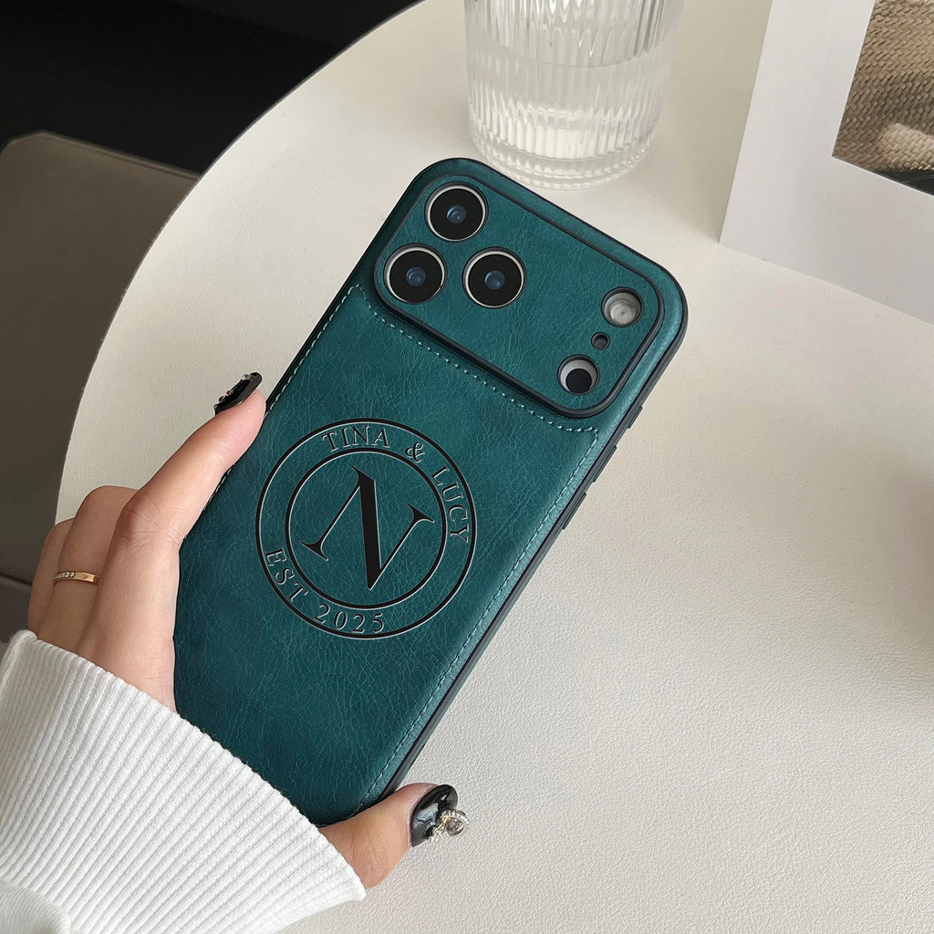 Custom Monogram Leather Phone Case – Personalized Initial Case