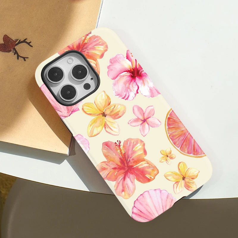 iPhone-Hülle mit tropischen Blumen – stoßfester Schutz mit zwei Schichten