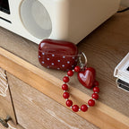 Heart Charm AirPods Case – Aesthetic Protective Cover with Beaded Strap