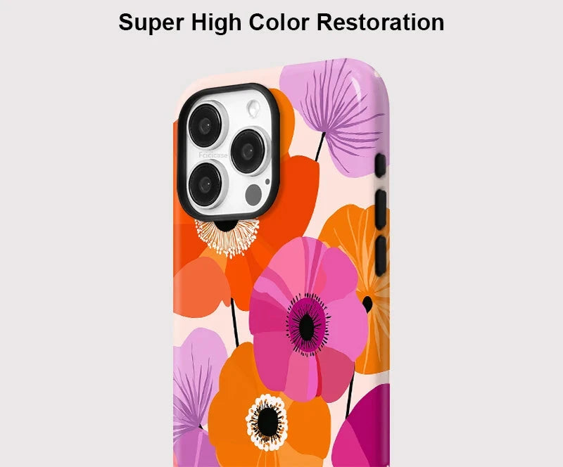 Magnetic Phone Case For iPhone 17 16 15 14 13 12 11 Pro Max Plus Air Wireless Charge for Magsafe Flower Pattern Cover