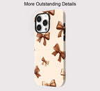 Beige Schleife iPhone Hülle – Coquette Stoßfest MagSafe Cover