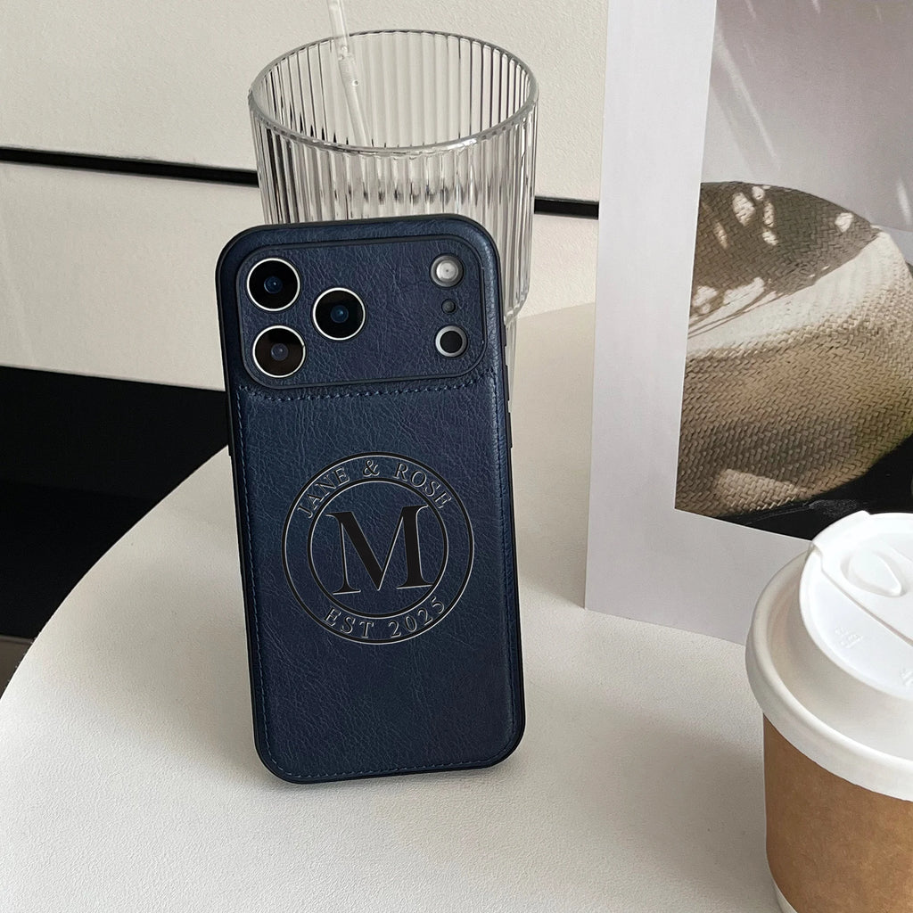 Custom Monogram Leather Phone Case – Personalized Initial Case