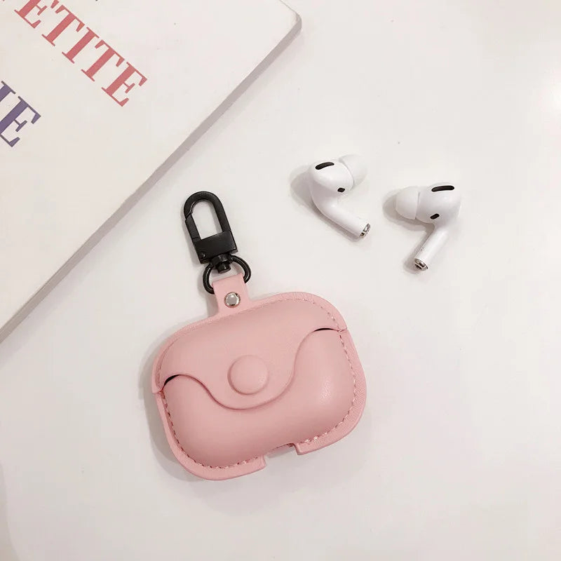 Custom Initials Leather AirPods Case with Clip – Personalized Name Case