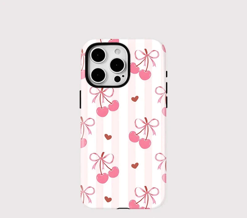 Cherry Bow iPhone Hülle – Coquette Stoßfeste MagSafe Hülle