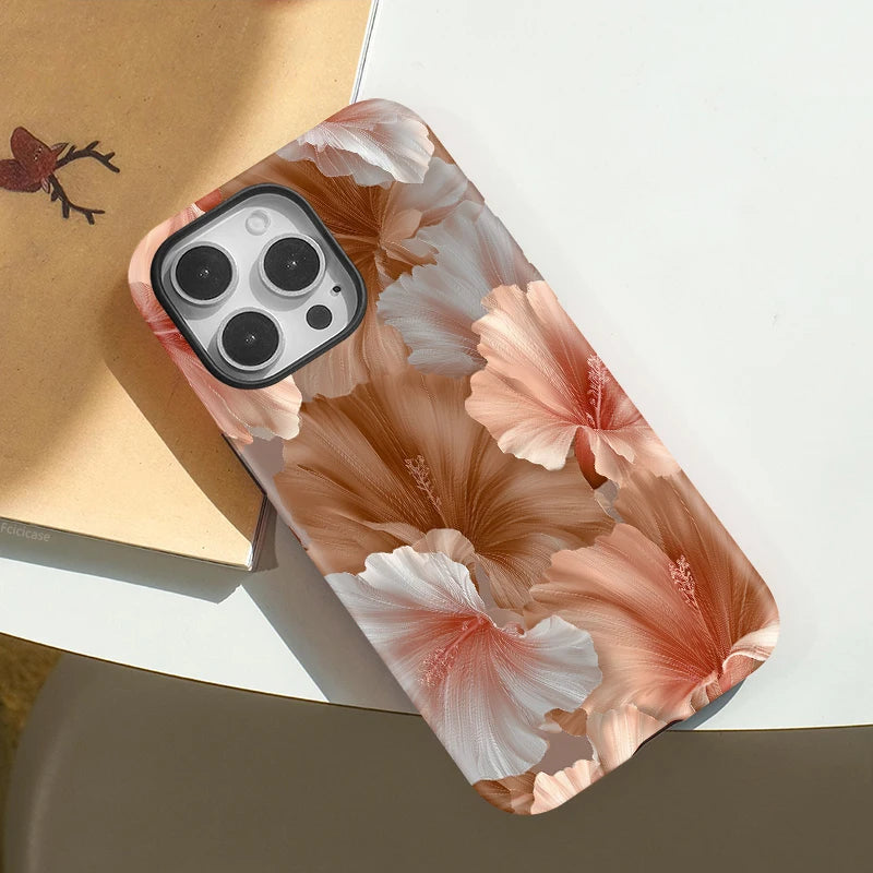 Flower 2 IN 1 For Magsafe Phone Case for iPhone 17 Air 16 15 14 Plus 13 12 Pro Max 11 Magnetic Matte Acrylic TPU Cover