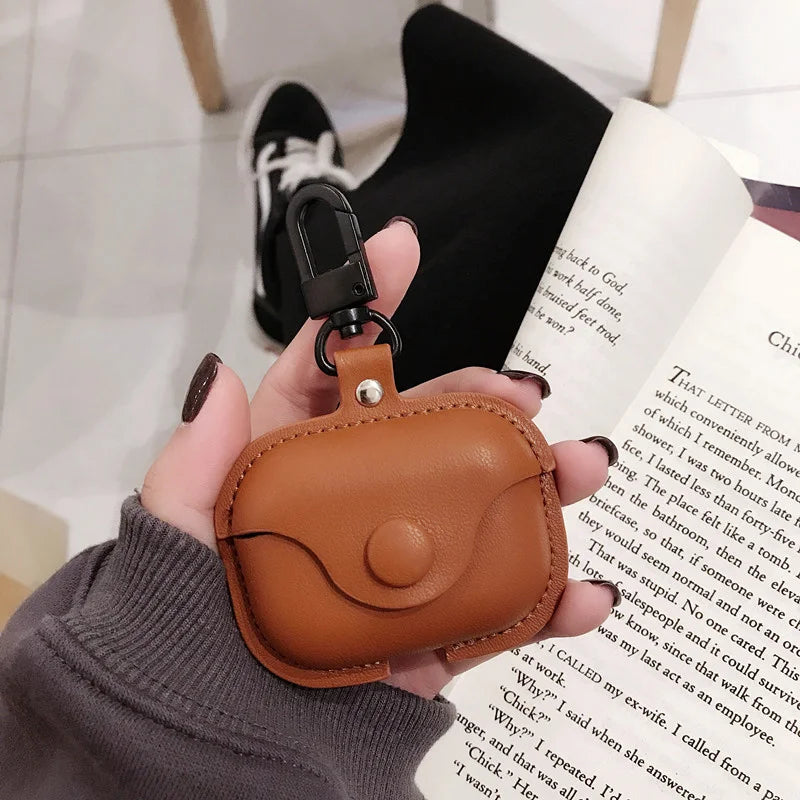 Custom Initials Leather AirPods Case with Clip – Personalized Name Case