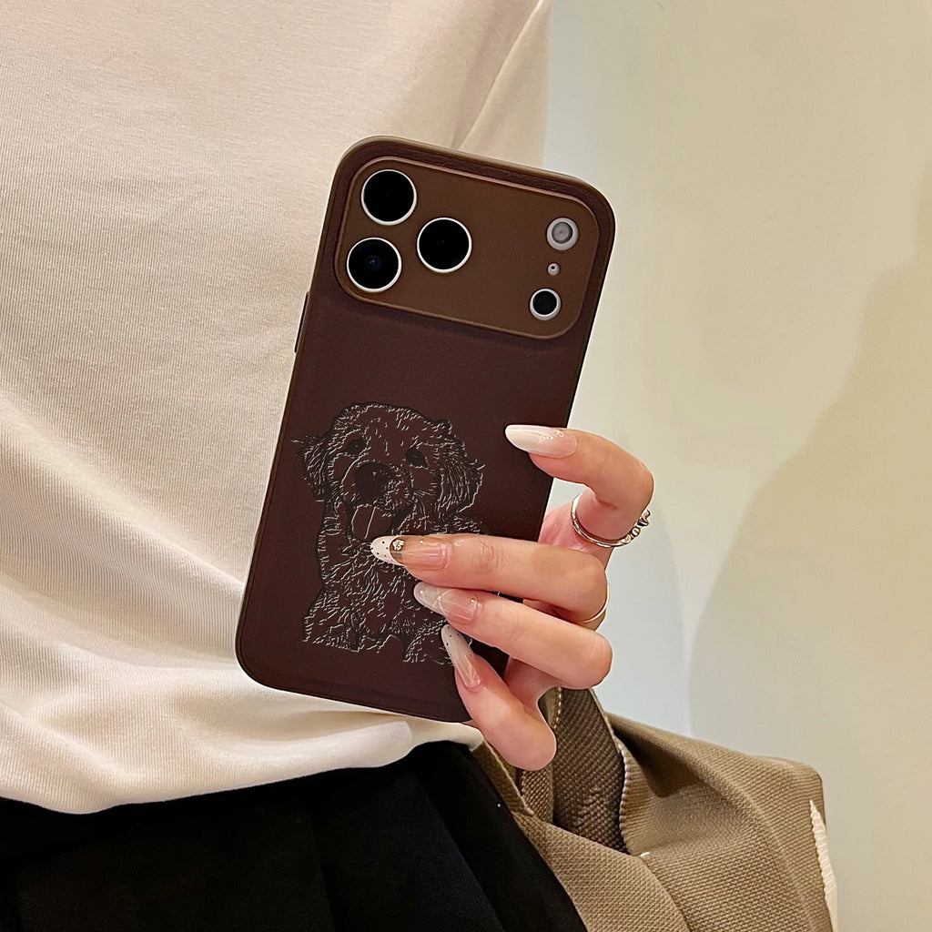 Custom Photo Engraved Leather Phone Case – Personalized Image Case