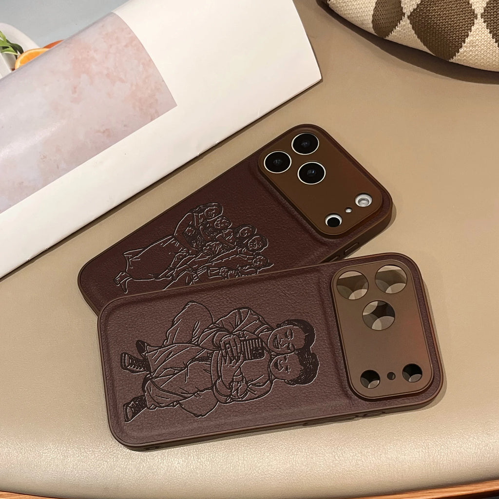 Custom Photo Engraved Leather Phone Case – Personalized Image Case