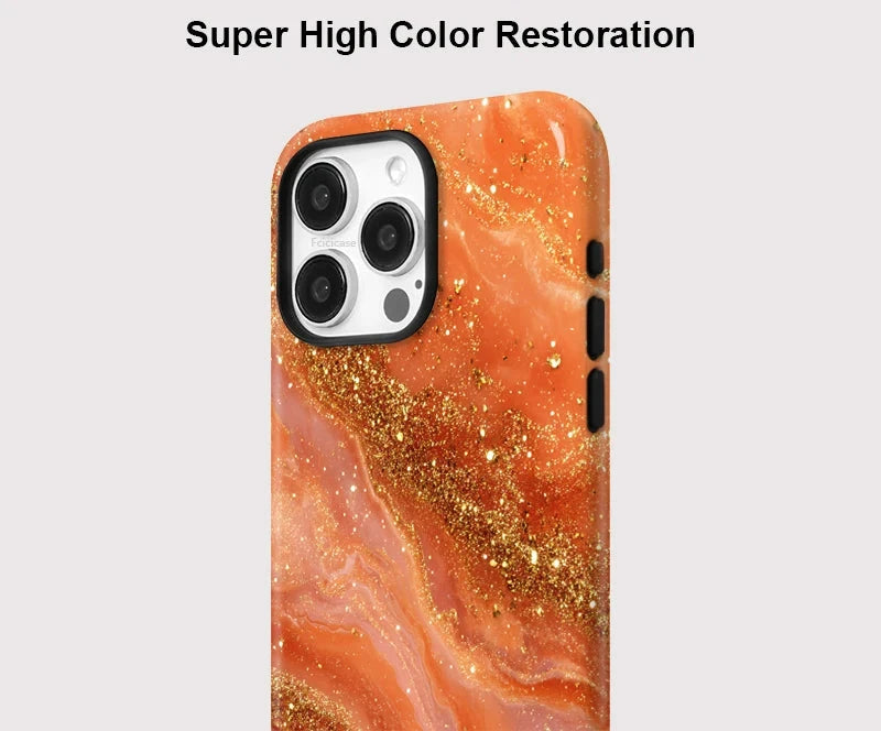 Orange Marmor iPhone Hülle – Luxuriöse stoßfeste MagSafe Handyhülle