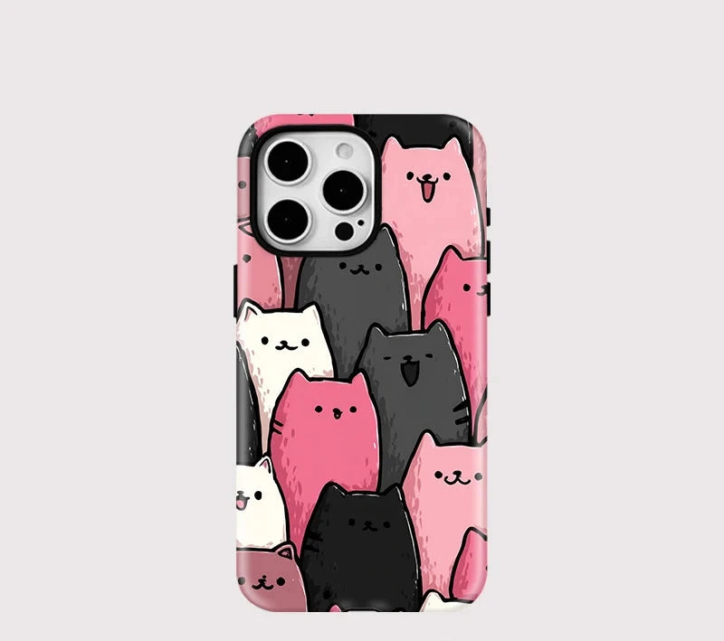 Lovely Cats For Magsafe Case For iPhone 16 15 ProMax 16 15 Pro 12 13 14 Hard Acrylic PC+TPU 2 IN1 Magnetic Cover