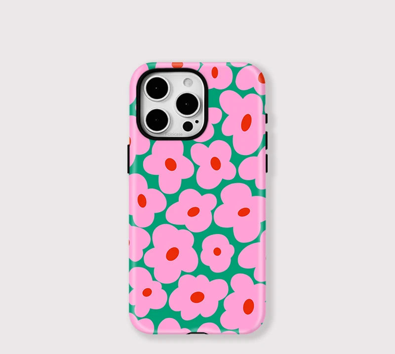 Pink Floral iPhone Case – Shockproof Dual Layer MagSafe Cover Main image
