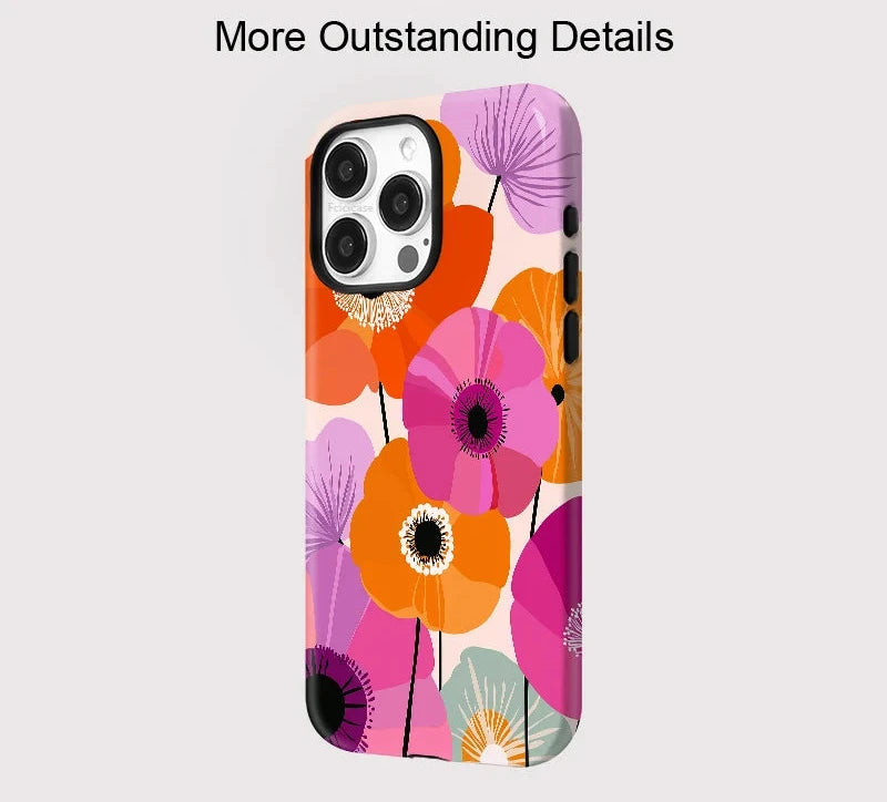 Magnetic Phone Case For iPhone 17 16 15 14 13 12 11 Pro Max Plus Air Wireless Charge for Magsafe Flower Pattern Cover