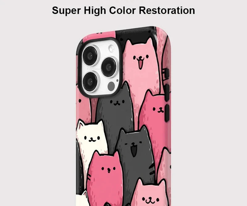 Lovely Cats For Magsafe Case For iPhone 16 15 ProMax 16 15 Pro 12 13 14 Hard Acrylic PC+TPU 2 IN1 Magnetic Cover
