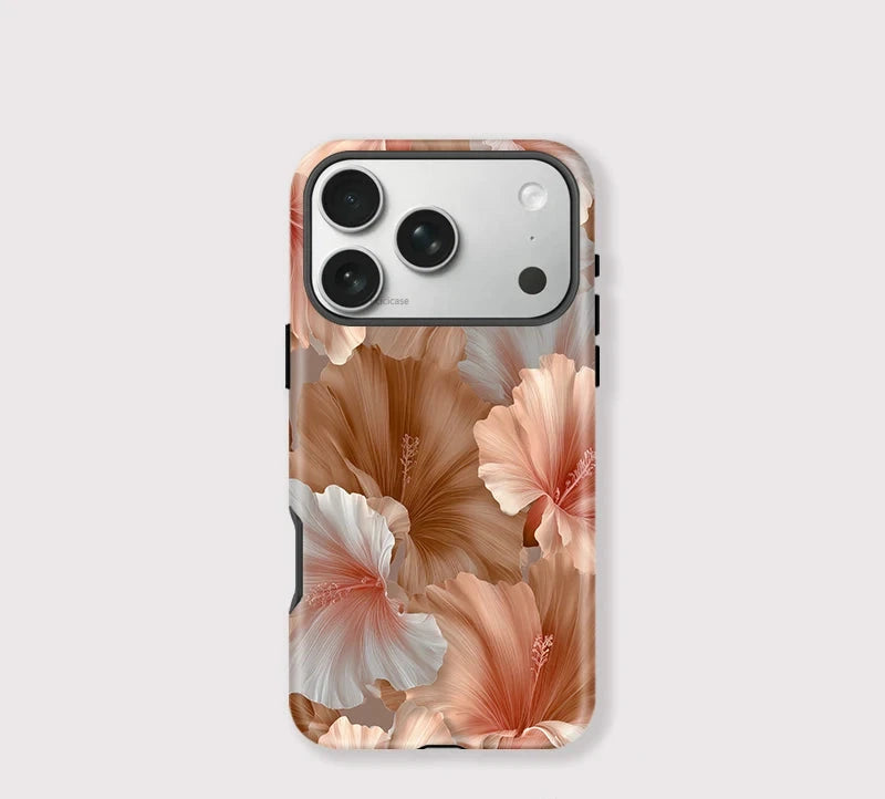 Neutral Hibiscus Floral iPhone Case – Shockproof Cover Main image
