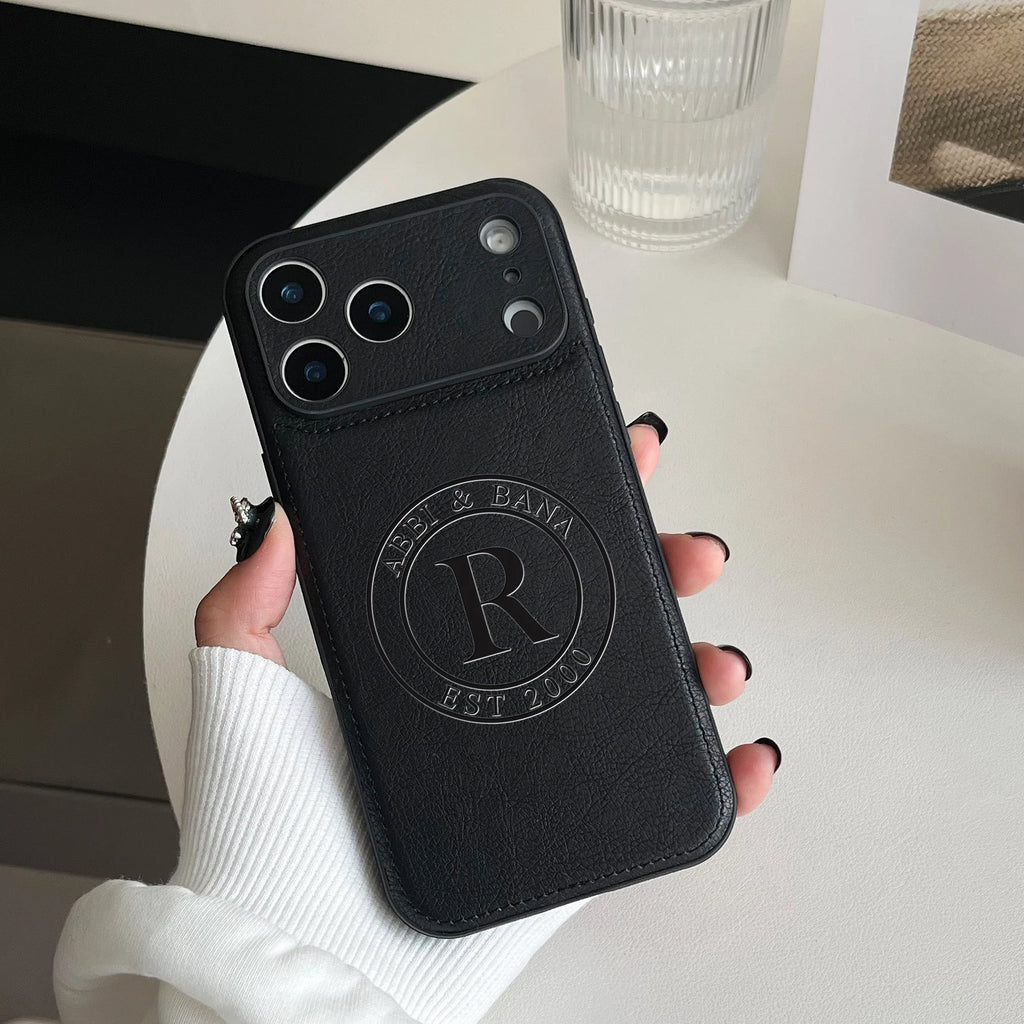 Custom Monogram Leather Phone Case – Personalized Initial Case