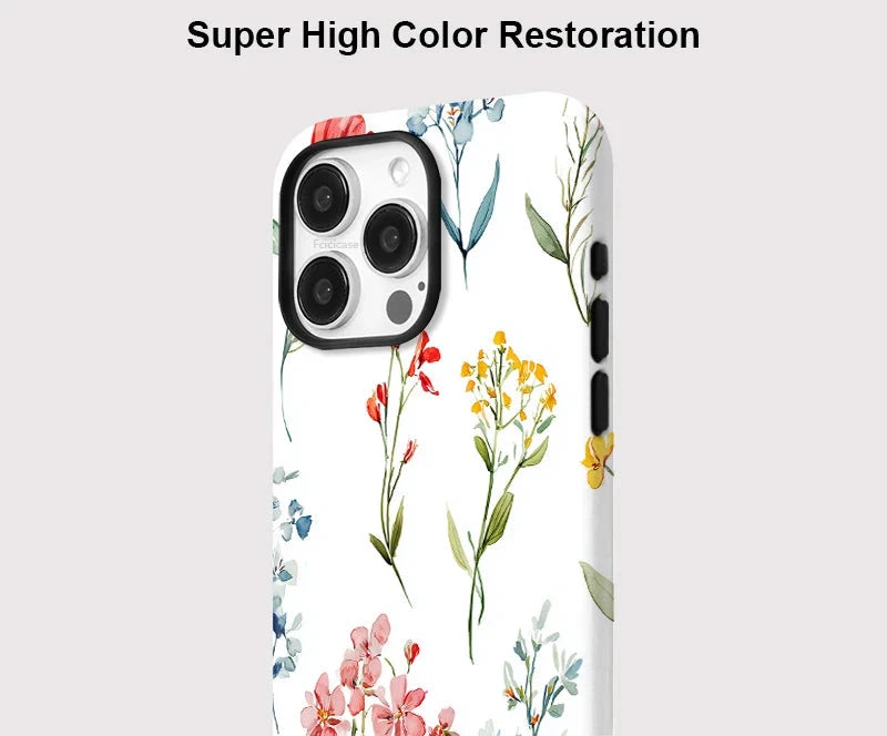 Minimalistisches Blumen-iPhone-Case – Weißes ästhetisches, stoßfestes Cover