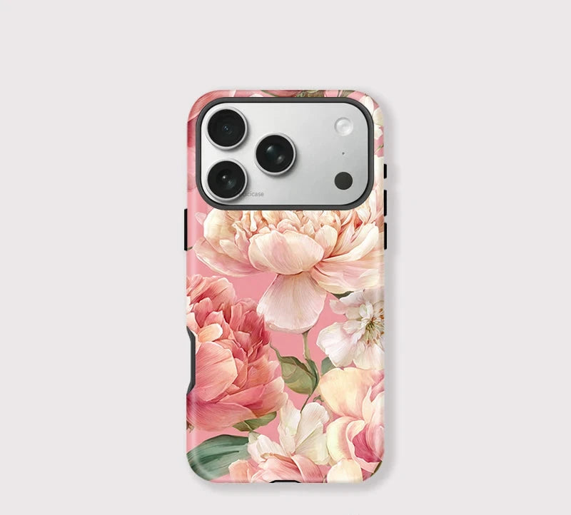 Pink Peony Floral iPhone Case – Shockproof Aesthetic Cover Main image